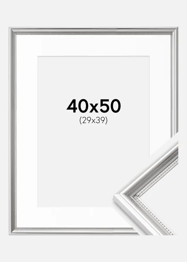 Ram med passepartou Frame Gala Silver 40x50 cm - Picture Mount White 30x40 cm