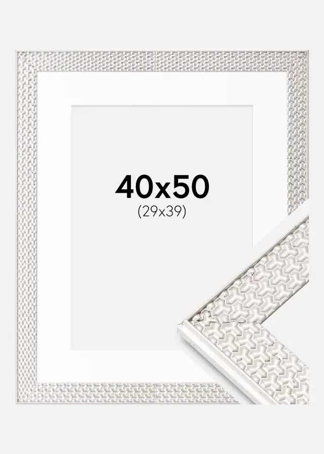 Ram med passepartou Frame Grace Silver 40x50 cm - Picture Mount White 30x40 cm