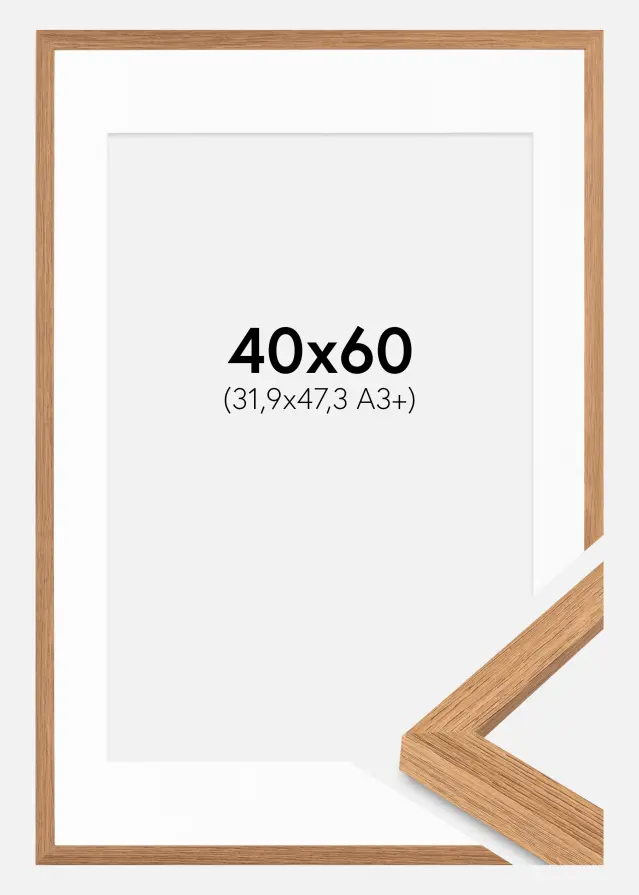 Ram med passepartou Frame Stilren Teak 40x60 cm - Mounts White 32.9x48.3 cm