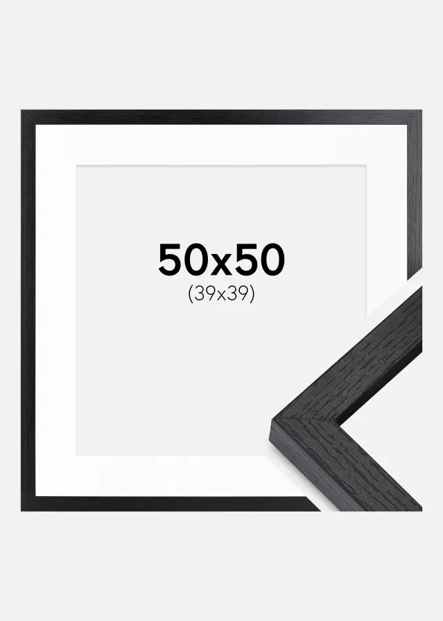 Ram med passepartou BGA Box Frame Black 50x50 cm - Mounts White 40x40 cm