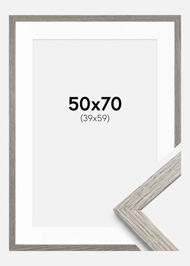 Ram med passepartou Frame Stilren Grey Oak 50x70 cm - Mounts White 40x60 cm