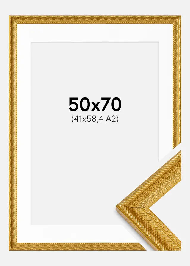 Ram med passepartou Frame Lattice Gold 50x70 cm - Mounts White 42x59.4 cm