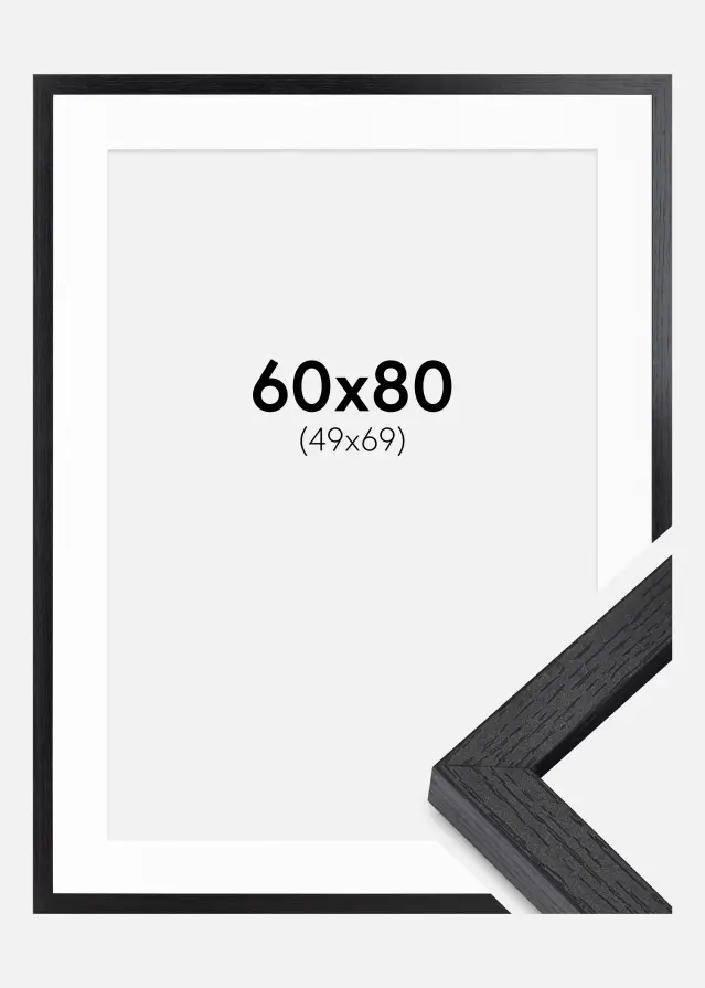 Ram med passepartou BGA Box Frame Black 60x80 cm - Mounts White 50x70 cm