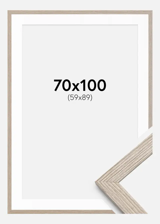 Ram med passepartou Frame Stilren Greige Oak 70x100 cm - Mounts White 60x90 cm
