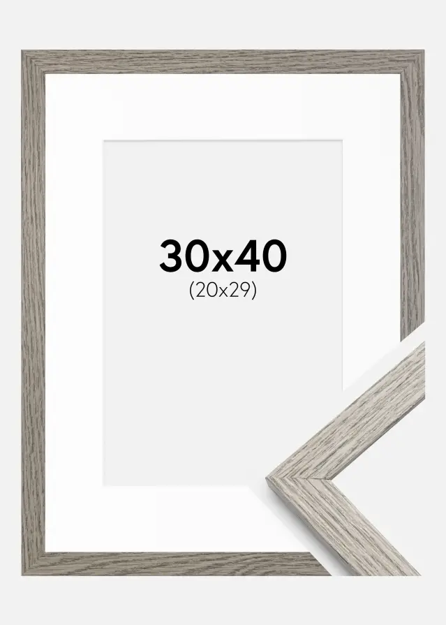 Ram med passepartou Frame Stilren Grey Oak 30x40 cm - Mounts White 21x30 cm