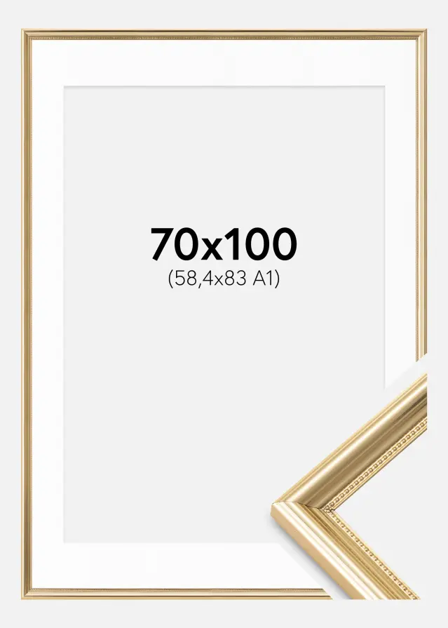 Ram med passepartou Frame Gala Gold 70x100 cm - Picture Mount White 59.4x84 cm (A1)