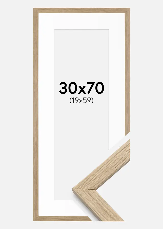 Ram med passepartou Frame Stilren Oak 30x70 cm - Picture Mount White 20x60 cm