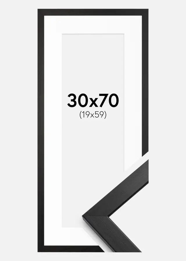 Ram med passepartou Frame Stilren Black 30x70 cm - Picture Mount White 20x60 cm