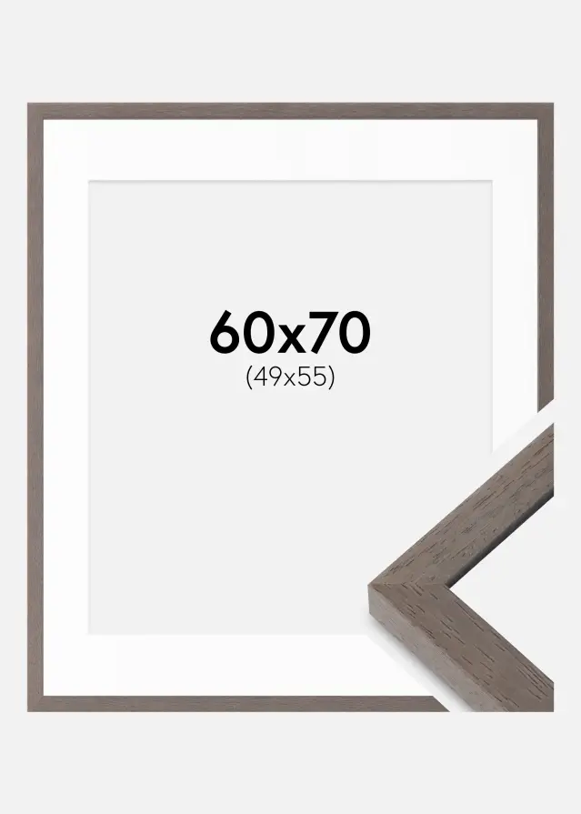 Ram med passepartou Frame Hermes Gray 60x70 cm - Mounts White 50x56 cm