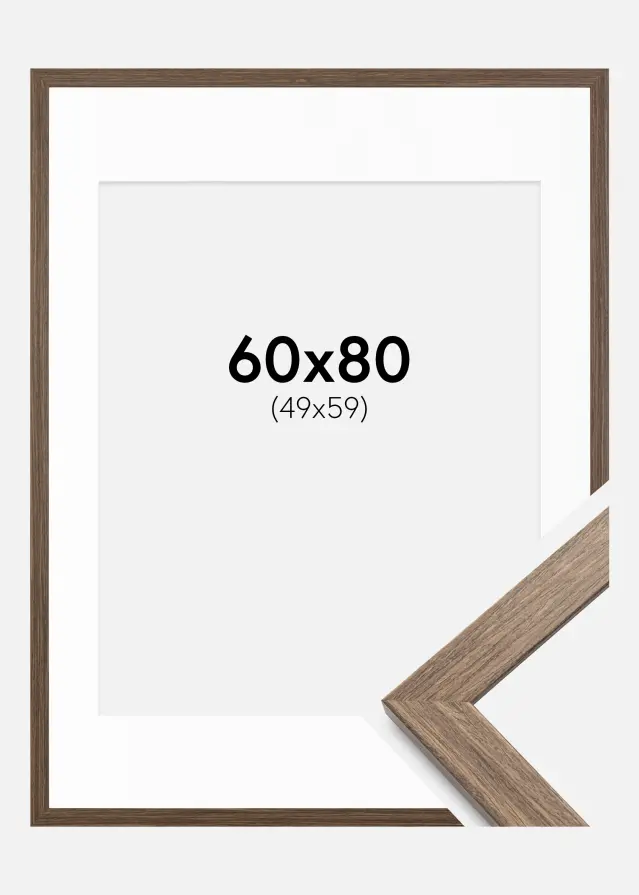 Ram med passepartou Frame Stilren Cold Brown 60x80 cm - Mounts White 50x60 cm