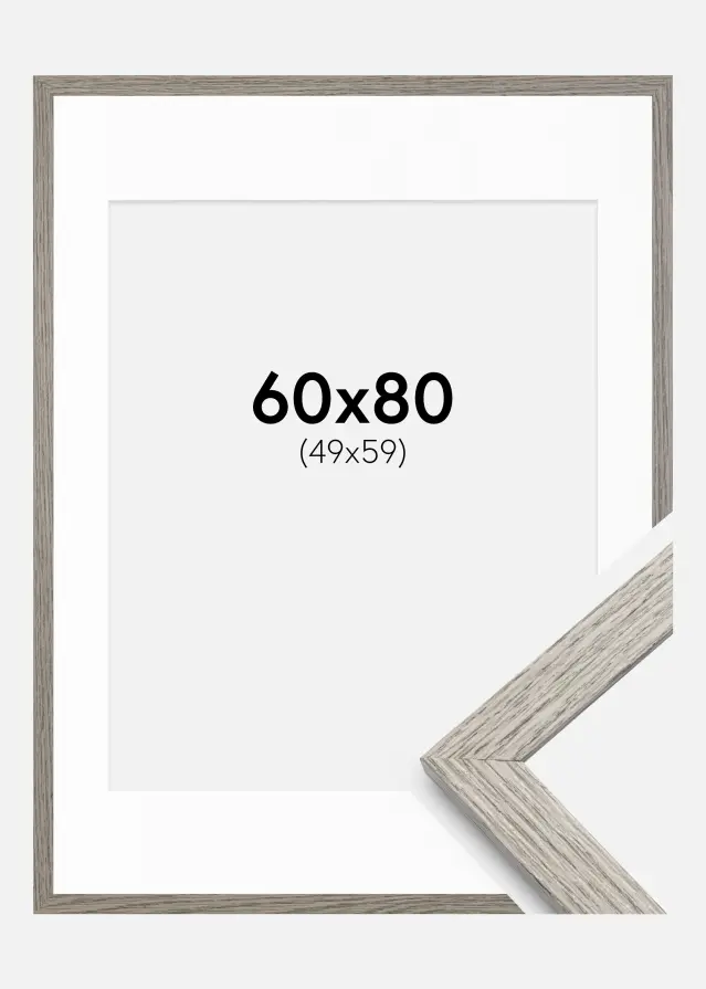 Ram med passepartou Frame Stilren Grey Oak 60x80 cm - Mounts White 50x60 cm