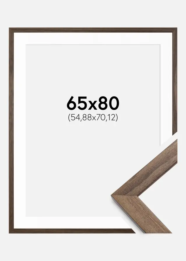Ram med passepartou Frame Stilren Walnut 65x80 cm - Picture Mount White 22x28 inches