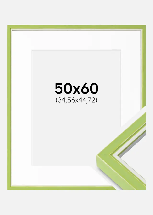 Ram med passepartou Frame Diana Light Green 50x60 cm - Mounts White 14x18 inches