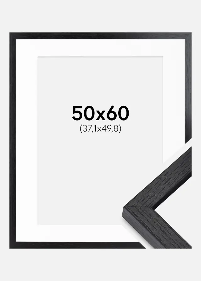 Ram med passepartou BGA Box Frame Black 50x60 cm - Mounts White 15x20 inches