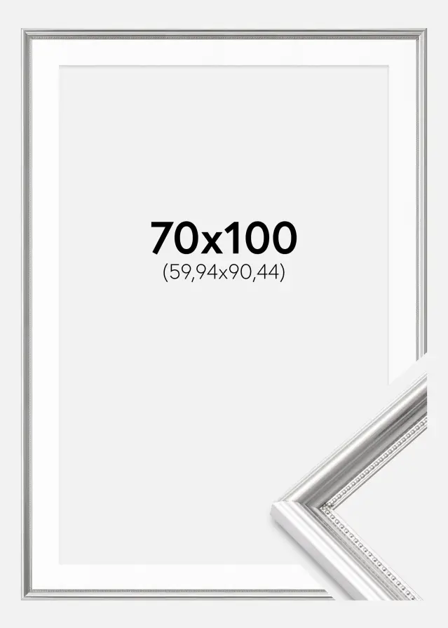 Ram med passepartou Frame Gala Silver 70x100 cm - Picture Mount White 24x36 inches