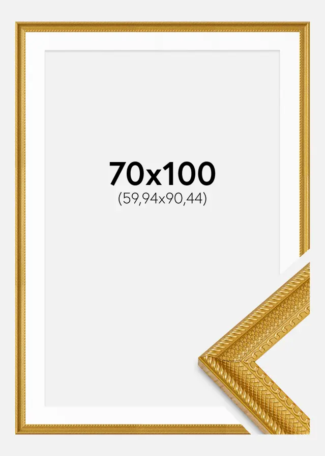 Ram med passepartou Frame Lattice Gold 70x100 cm - Mounts White 24x36 inches