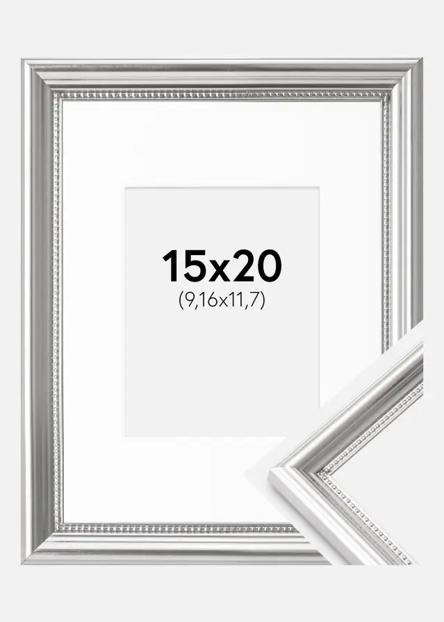 Ram med passepartou Frame Gala Silver 15x20 cm - Picture Mount White 4x5 inches