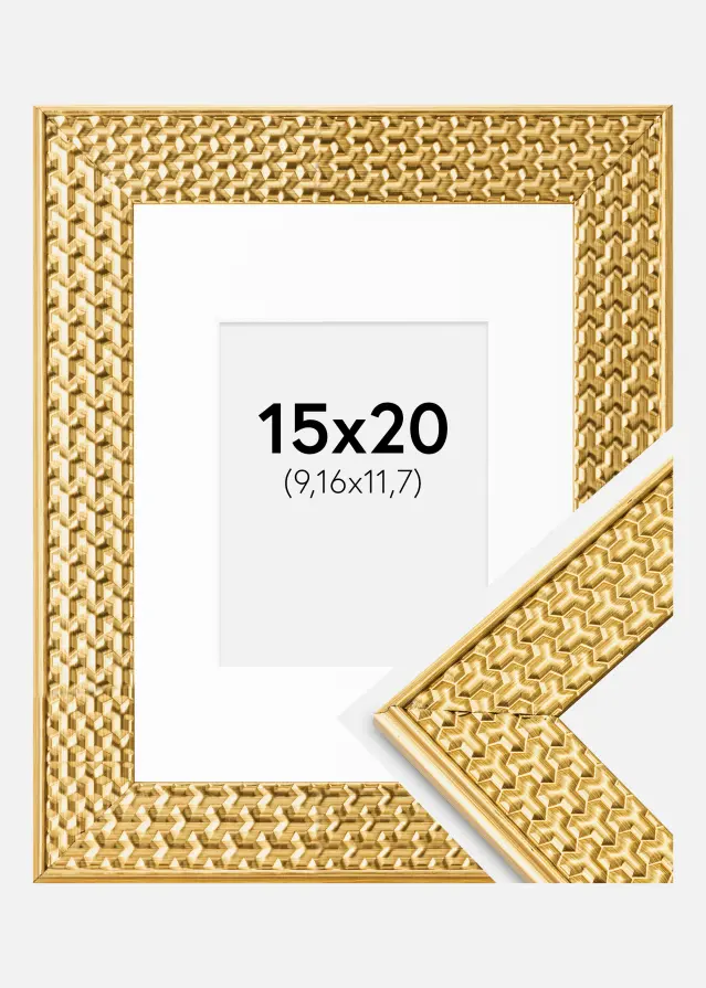 Ram med passepartou Frame Grace Gold 15x20 cm - Picture Mount White 4x5 inches