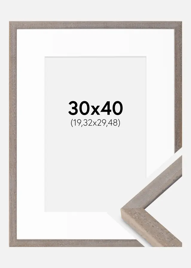 Ram med passepartou Frame Ares Gray 30x40 cm - Mounts White 8x12 inches