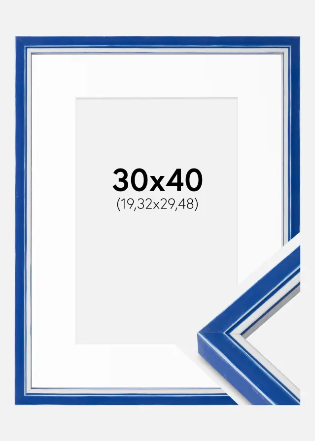 Ram med passepartou Frame Diana Blue 30x40 cm - Mounts White 8x12 inches