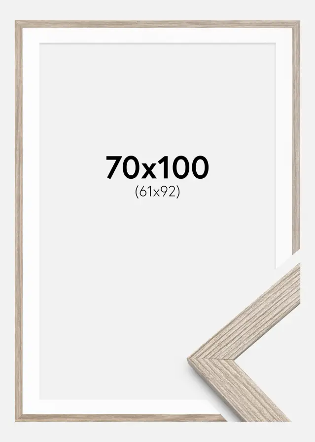 Ram med passepartou Frame Stilren Greige Oak 70x100 cm - Mounts White 62x93 cm
