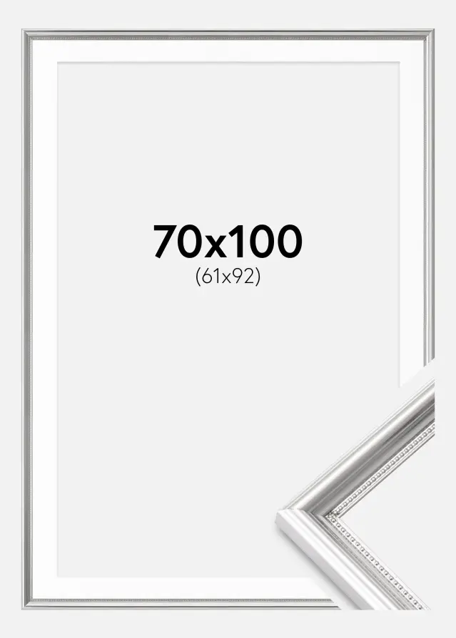 Ram med passepartou Frame Gala Silver 70x100 cm - Picture Mount White 62x93 cm