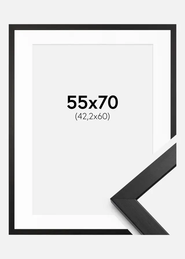 Ram med passepartou Frame Stilren Black 55x70 cm - Picture Mount White 43.2x61 cm (A2+)