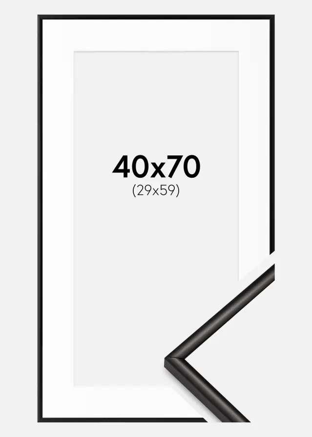 Ram med passepartou Frame Scandi Matte Black 40x70 cm - Mounts White 30x60 cm