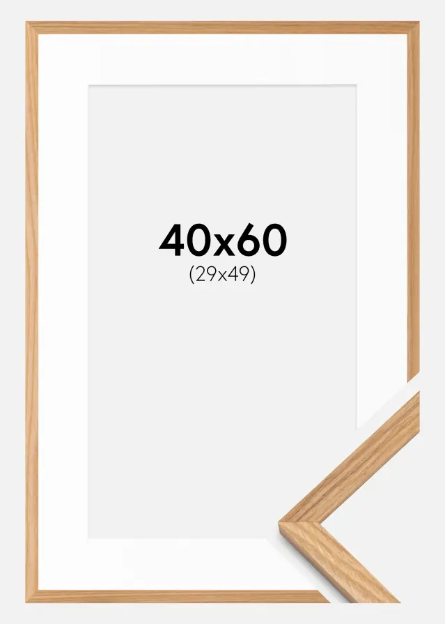 Ram med passepartou Frame Massiv Oak 40x60 cm - Mounts White 30x50 cm