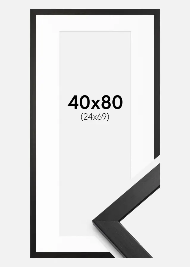 Ram med passepartou Frame Stilren Black 40x80 cm - Picture Mount White 25x70 cm