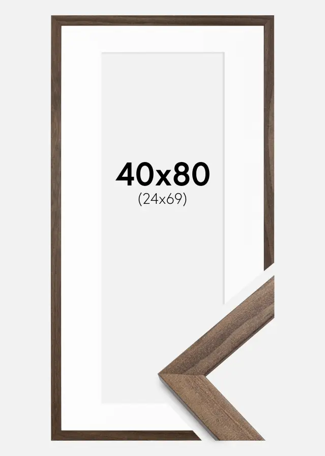 Ram med passepartou Frame Stilren Walnut 40x80 cm - Picture Mount White 25x70 cm