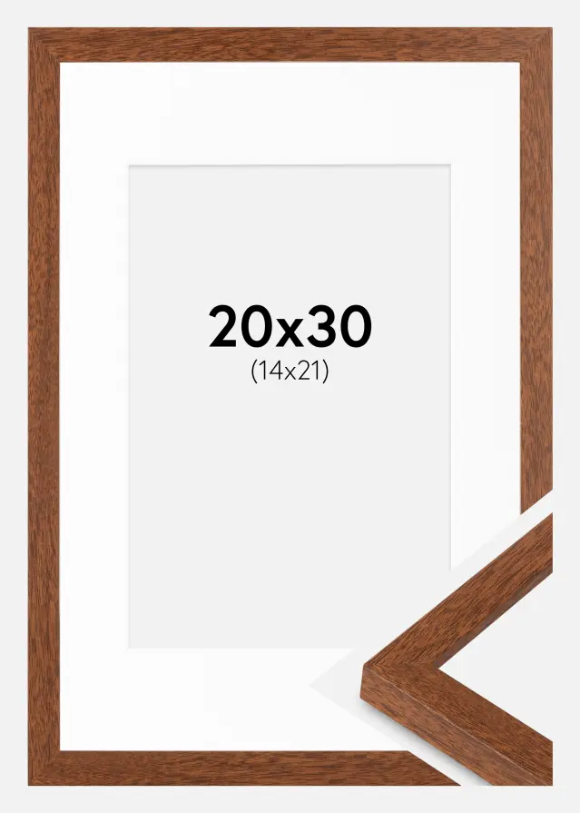 Ram med passepartou Frame Stilren Warm Brown 20x30 cm - Mounts White 15x22 cm