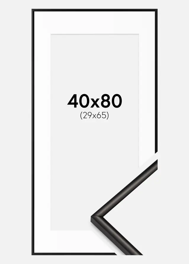Ram med passepartou Frame Scandi Matte Black 40x80 cm - Mounts White 30x66 cm