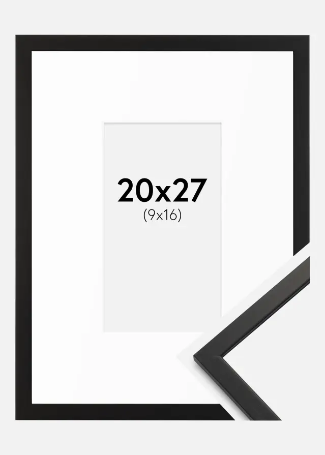 Ram med passepartou Frame Edsbyn Black 20x27 cm - Mounts White 10x17 cm