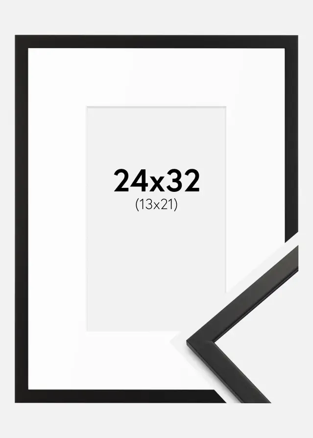 Ram med passepartou Frame Edsbyn Black 24x32 cm - Mounts White 14x22 cm