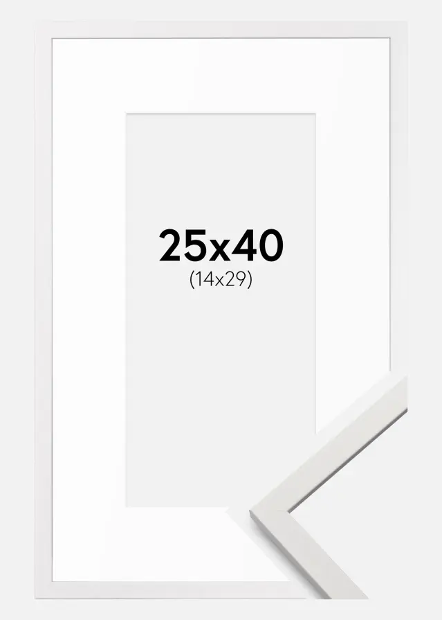 Ram med passepartou Frame Edsbyn White 25x40 cm - Mounts White 15x30 cm