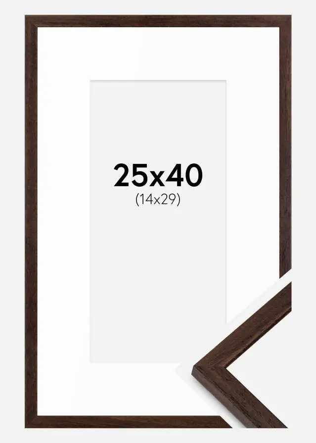 Ram med passepartou Frame Edsbyn Walnut 25x40 cm - Mounts White 15x30 cm