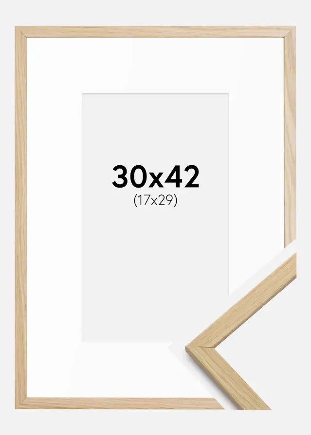 Ram med passepartou Frame Edsbyn Oak 30x42 cm - Mounts White 18x30 cm