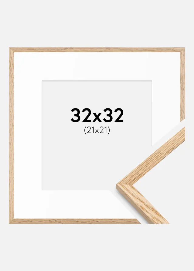 Ram med passepartou Frame Slim Oak 32x32 cm - Mounts White 22x22 cm