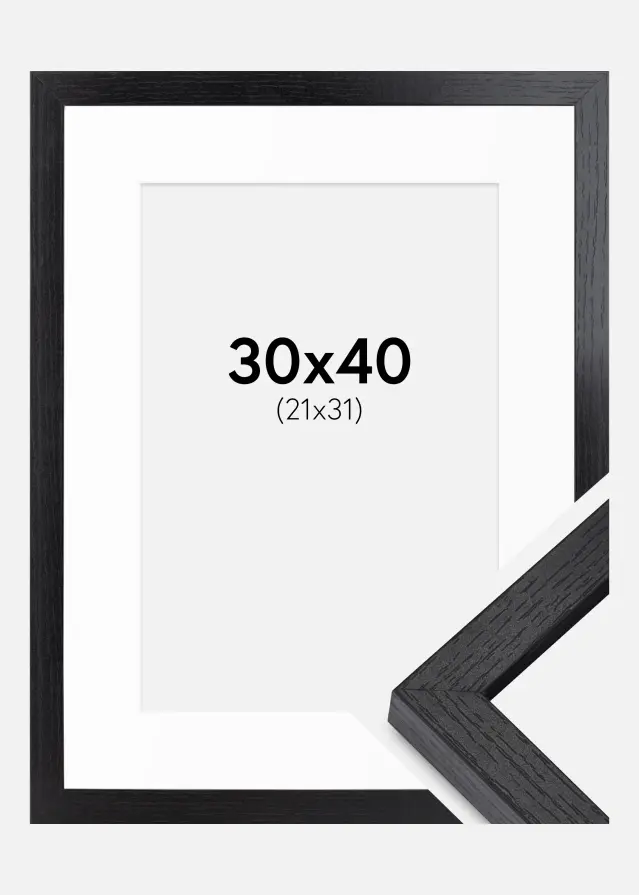 Ram med passepartou BGA Box Frame Black 30x40 cm - Mounts White 22x32 cm