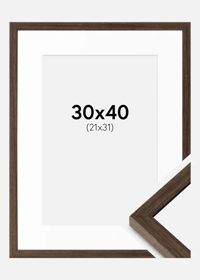 Ram med passepartou Frame Ares Walnut 30x40 cm - Mounts White 22x32 cm