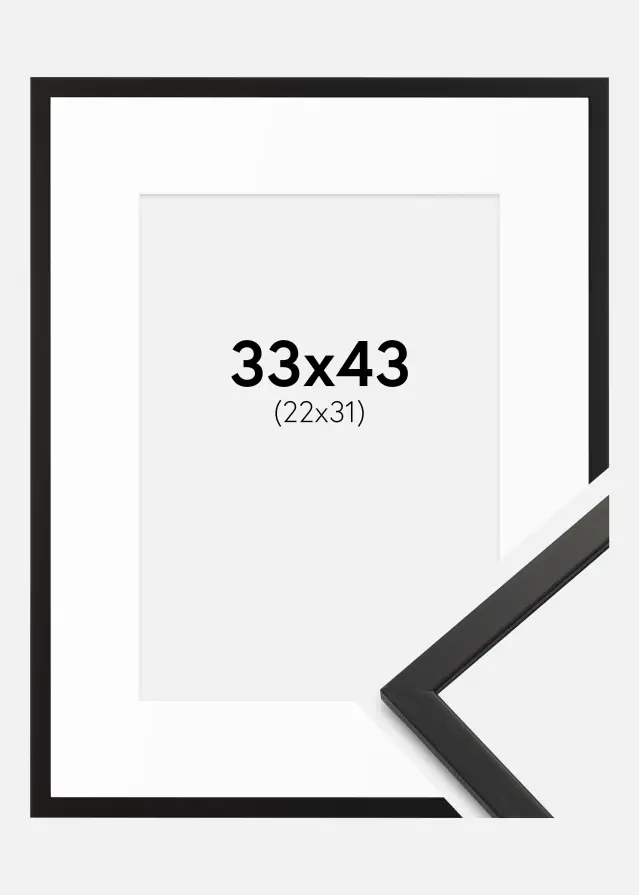 Ram med passepartou Frame Edsbyn Black 33x43 cm - Mounts White 23x32 cm