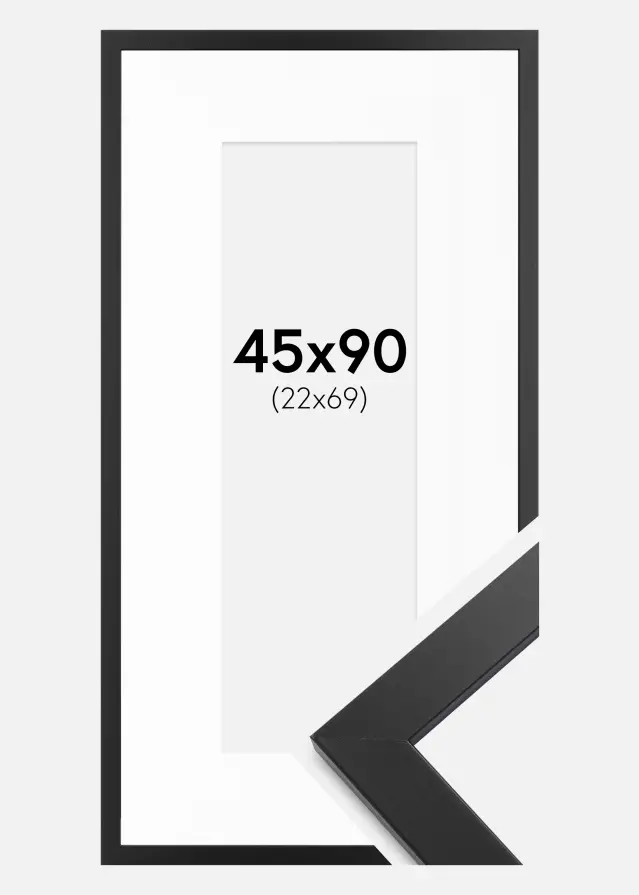Ram med passepartou Frame Black Wood 45x90 cm - Mounts White 23x70 cm