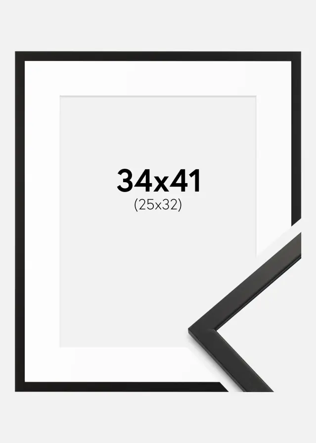 Ram med passepartou Frame Edsbyn Black 34x41 cm - Mounts White 26x33 cm