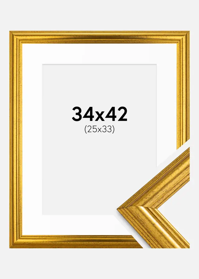 Ram med passepartou Frame Västkusten Gold 34x42 cm - Mounts White 26x34 cm