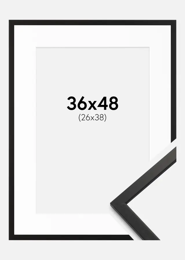 Ram med passepartou Frame Edsbyn Black 36x48 cm - Mounts White 27x39 cm