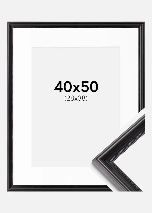 Ram med passepartou Frame Gala Black 40x50 cm - Mounts White 29x39 cm