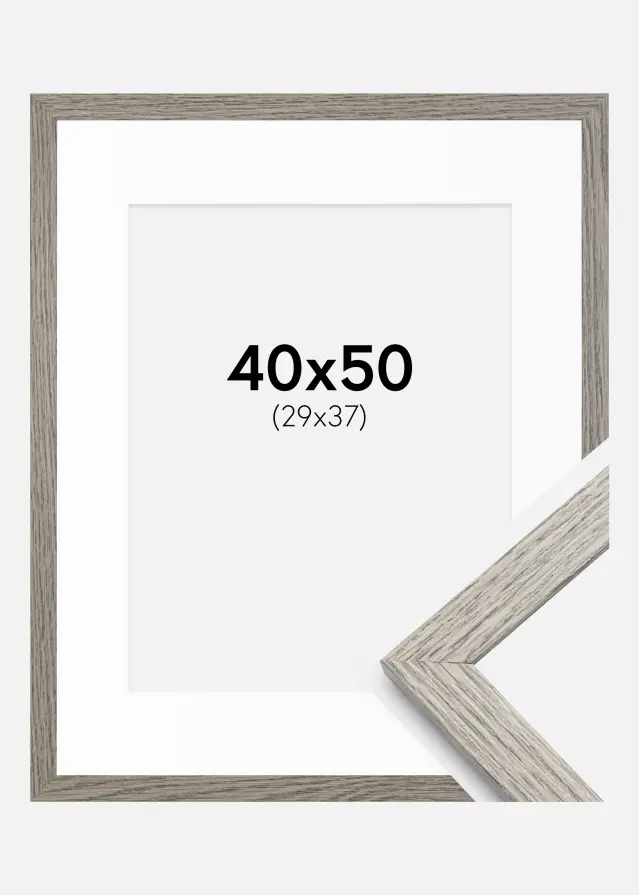 Ram med passepartou Frame Stilren Grey Oak 40x50 cm - Mounts White 30x38 cm