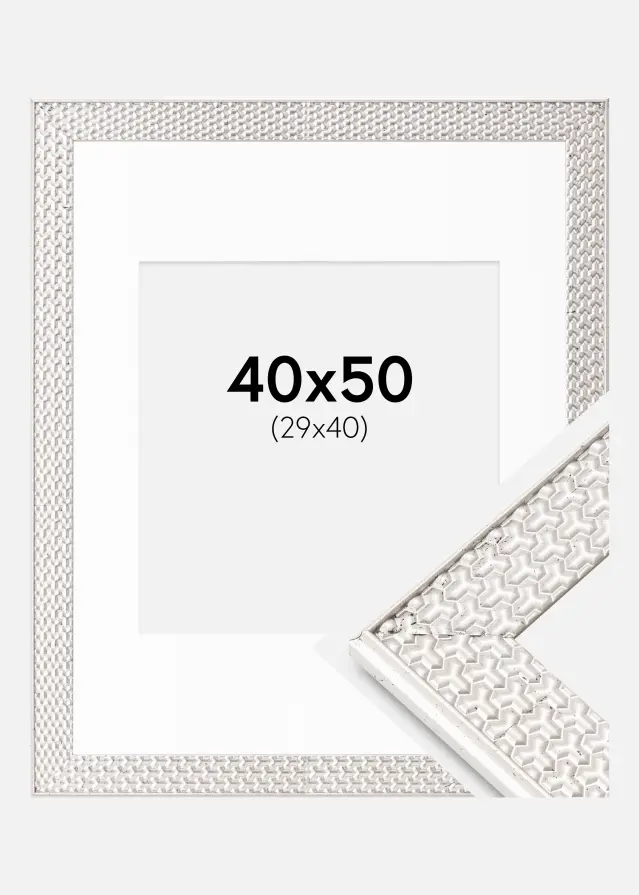 Ram med passepartou Frame Grace Silver 40x50 cm - Mounts White 30x41 cm