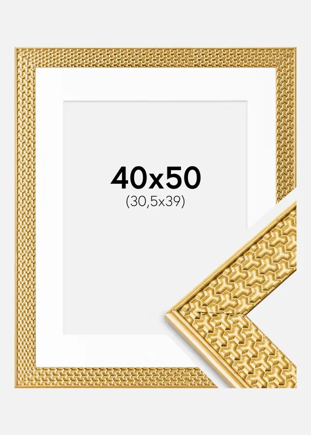 Ram med passepartou Frame Grace Gold 40x50 cm - Mounts White 31.5x40 cm